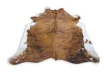 Load image into Gallery viewer, Brown White Brindle (6.3 X 6.2 ft.) Exact As Photo BRAZILIAN Cowhide Rug | 100% Natural Cowhide Area Rug | Real Leather Cow Skin Rug | BZ192

