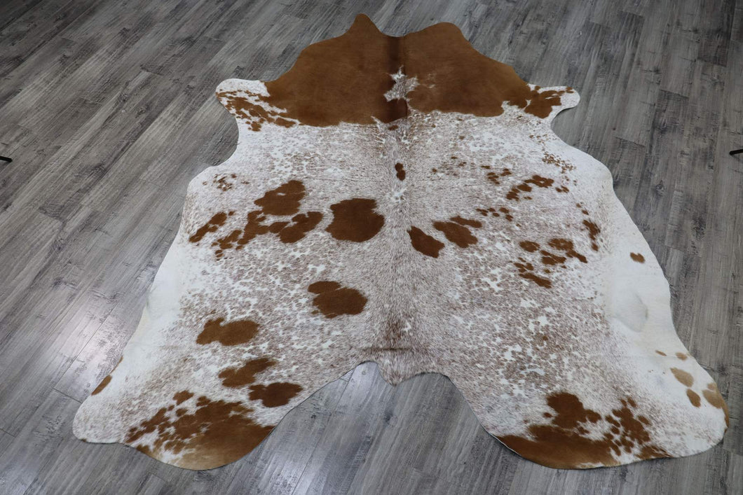Brown White (7.7 X 6.9 ft.) Exact As Photo BRAZILIAN Cowhide Rug | 100% Natural Cowhide Area Rug | Real Leather Cow Skin Rug | BZ391