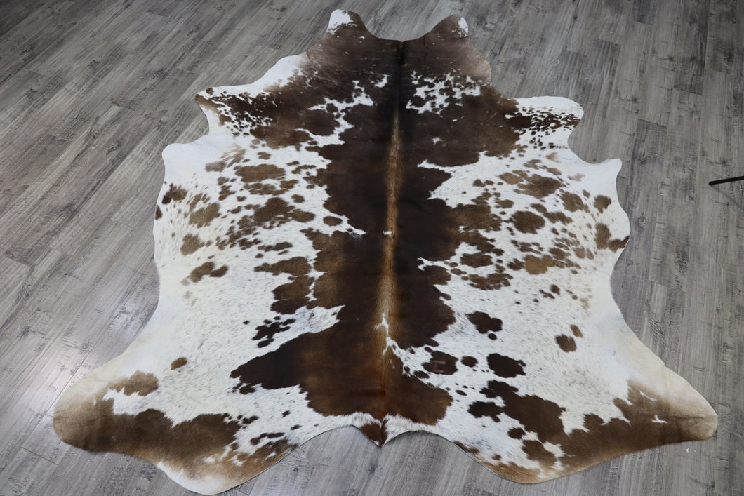 Tricolor (8.2 X 7 ft.) Exact As Photo BRAZILIAN Cowhide Rug | 100% Natural Cowhide Area Rug | Real Leather Cow Skin Rug | BZ393