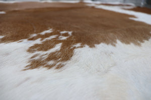Brown White (6.5 X 6.4 ft.) Exact As Photo BRAZILIAN Cowhide Rug | 100% Natural Cowhide Area Rug | Real Leather Cow Skin Rug | BZ398