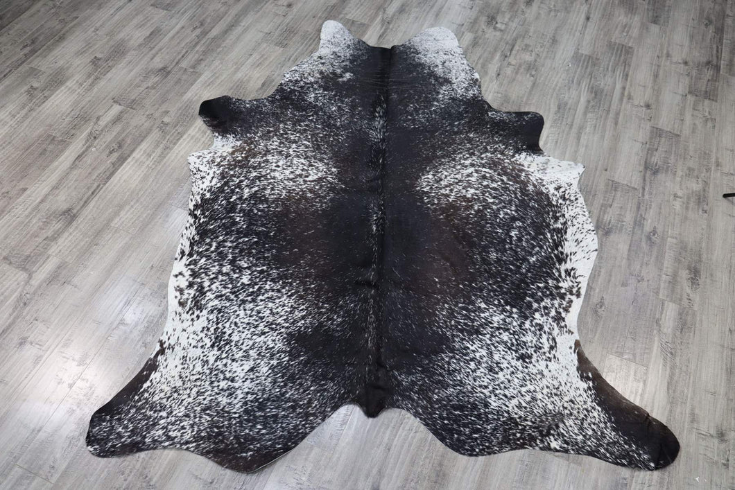 Black White (7.4 X 6.1 ft.) Exact As Photo BRAZILIAN Cowhide Rug | 100% Natural Cowhide Area Rug | Real Leather Cow Skin Rug | BZ407
