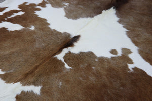 Brown White (6.11 X 5.10 ft.) Exact As Photo BRAZILIAN Cowhide Rug | 100% Natural Cowhide Area Rug | Real Leather Cow Skin Rug | BZ414