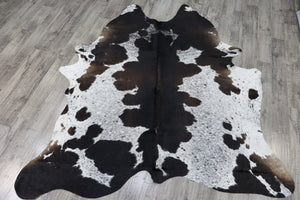 Tricolor (7.5 X 6.4 ft.) Exact As Photo BRAZILIAN Cowhide Rug | 100% Natural Cowhide Area Rug | Real Leather Cow Skin Rug | BZ498