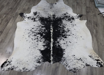 Black White (7.6 X 6.7 ft.) Exact As Photo BRAZILIAN Cowhide Rug | 100% Natural Cowhide Area Rug | Real Leather Cow Skin Rug | BZ517