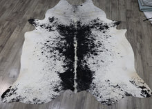 Load image into Gallery viewer, Black White (7.6 X 6.7 ft.) Exact As Photo BRAZILIAN Cowhide Rug | 100% Natural Cowhide Area Rug | Real Leather Cow Skin Rug | BZ517
