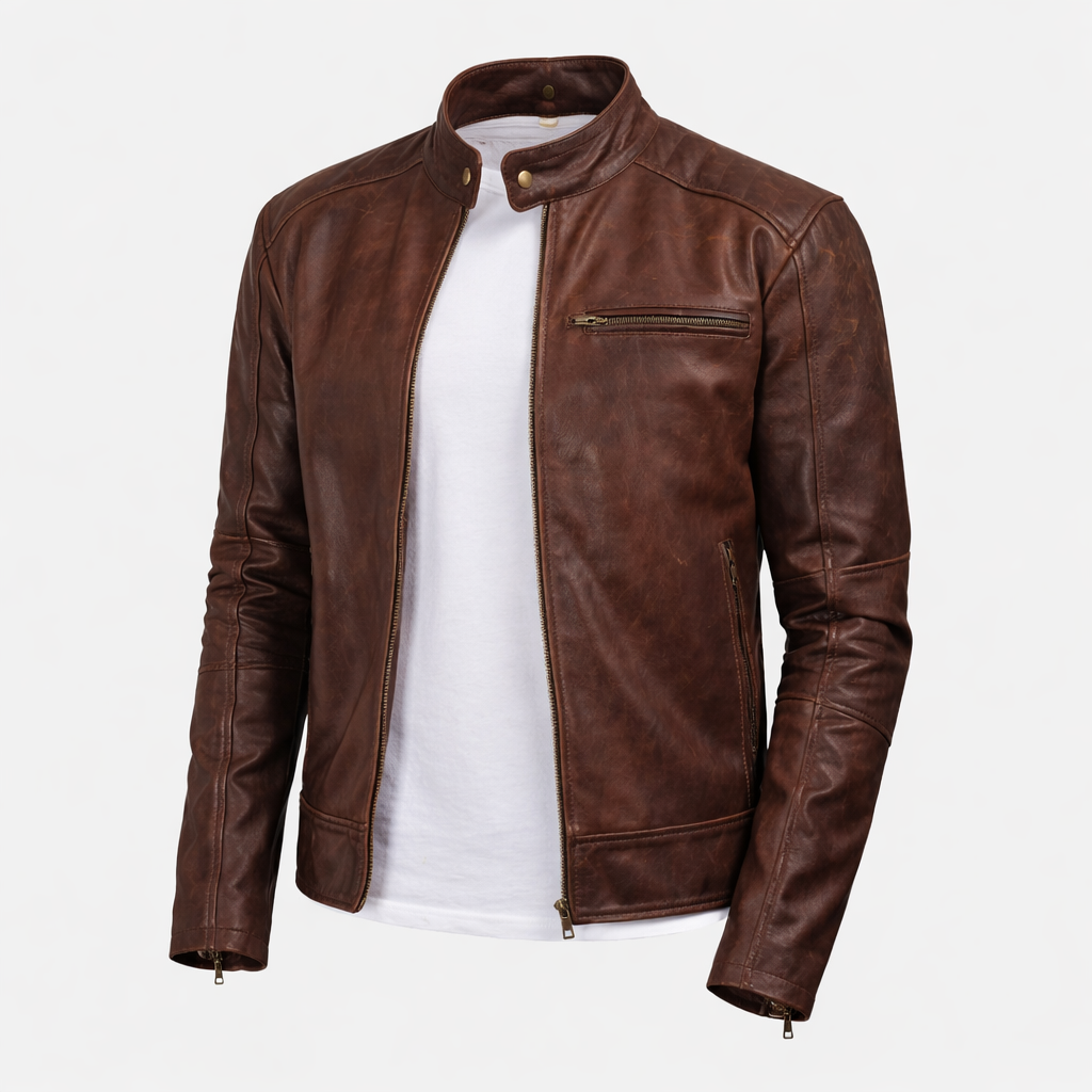 Vintage Pull-Up Cowhide Leather Rider Jacket
