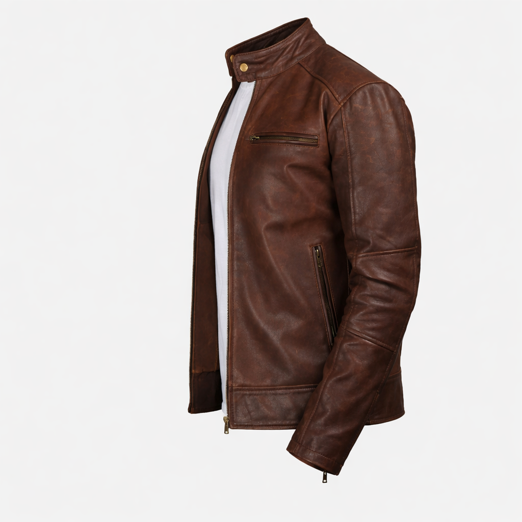 Vintage Pull-Up Cowhide Leather Rider Jacket