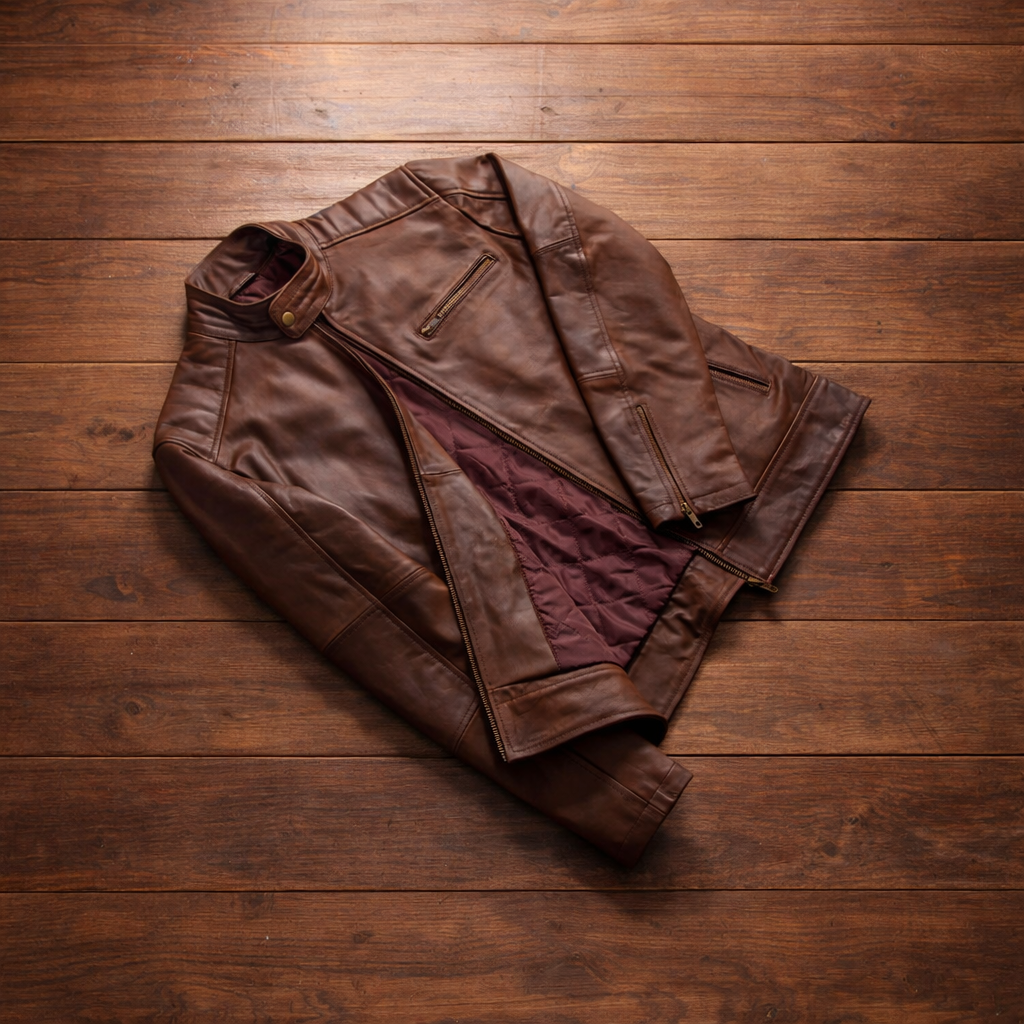 Vintage Pull-Up Cowhide Leather Rider Jacket