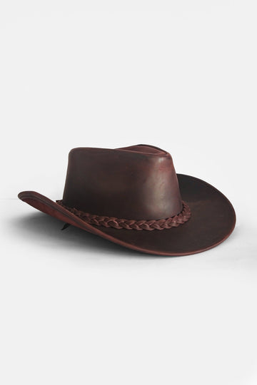 100% Real Leather Cowboy Hat | Handmade Western Style Unisex Leather Hat