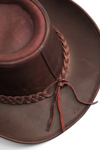 100% Real Leather Cowboy Hat | Handmade Western Style Unisex Leather Hat