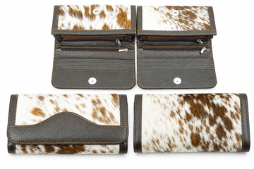 100% Natural Cowhide Clutch Wallet | Real Hair on Leather Clutch Purse | Genuine Cow Skin Leather Clutch Pouch