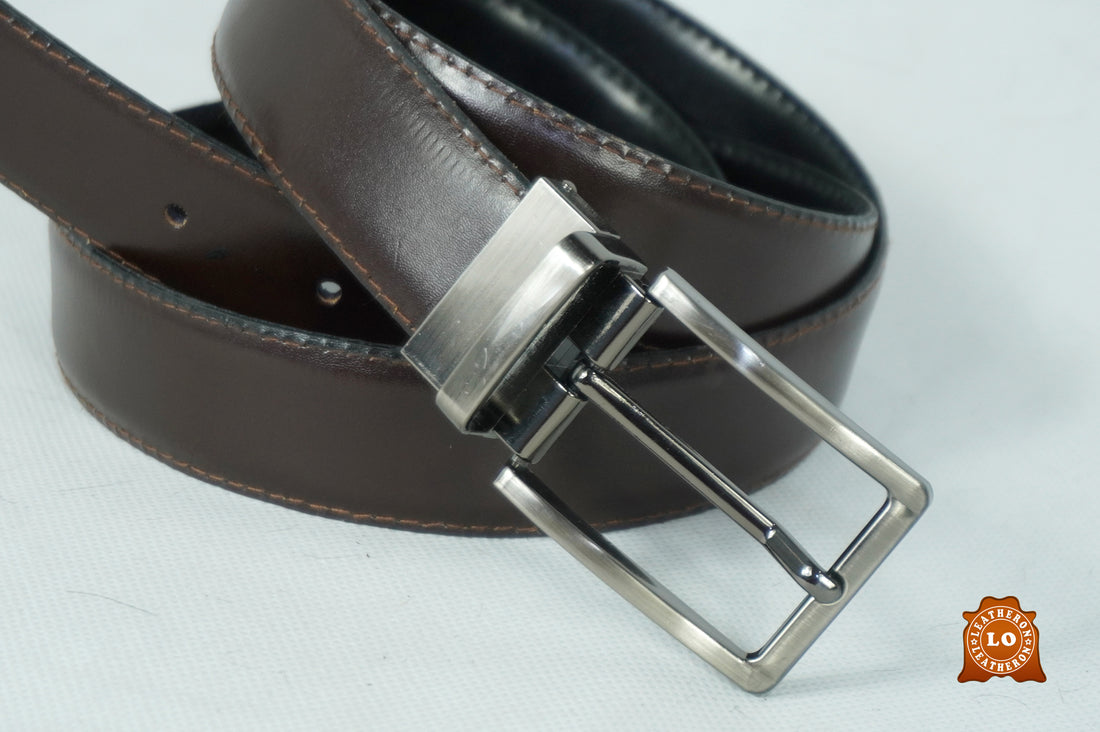 Double-Sided Leather Belt - Handmade, Reversible, Unisex Belt