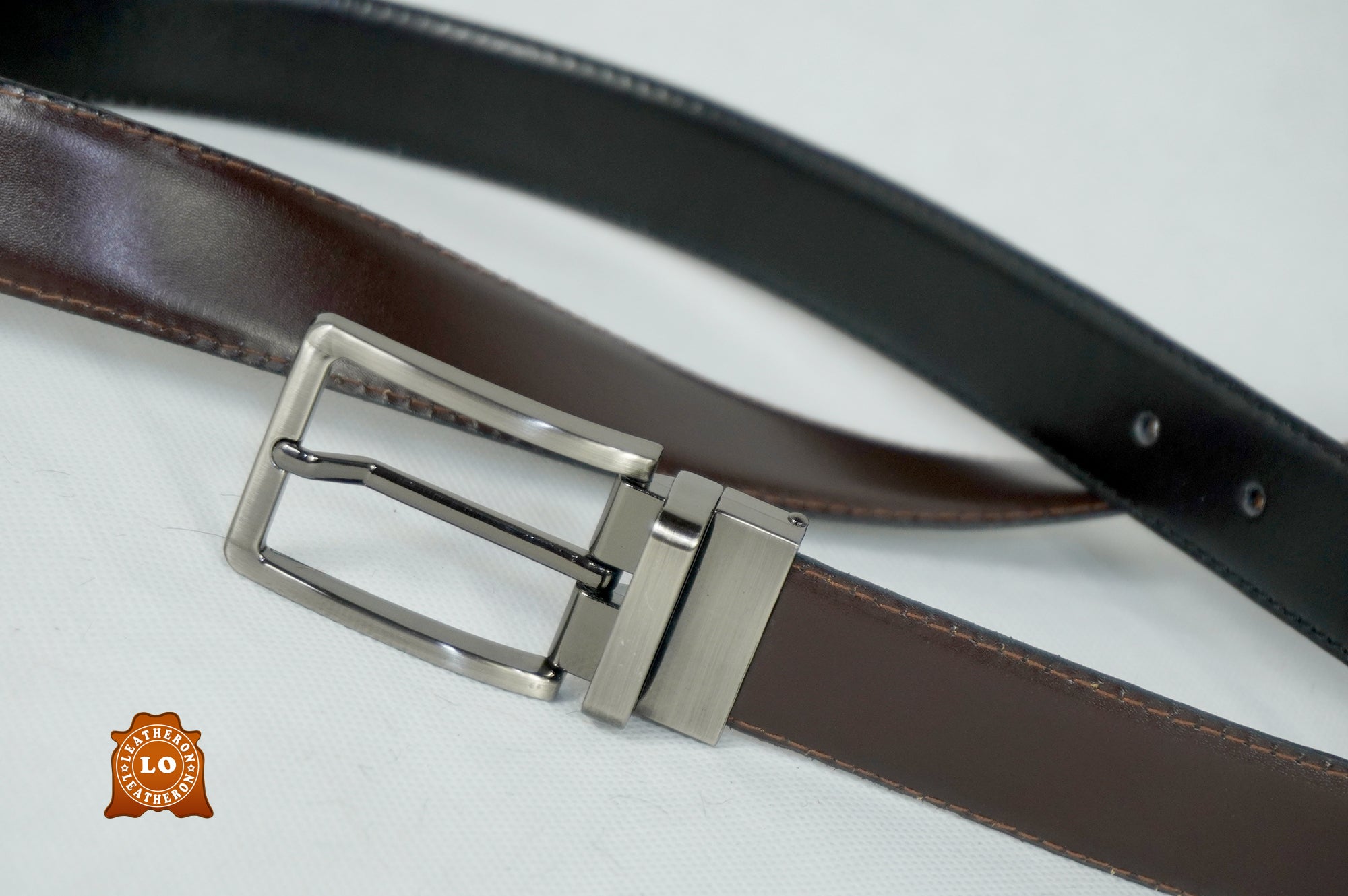 Double-Sided Leather Belt - Handmade, Reversible, Unisex Belt