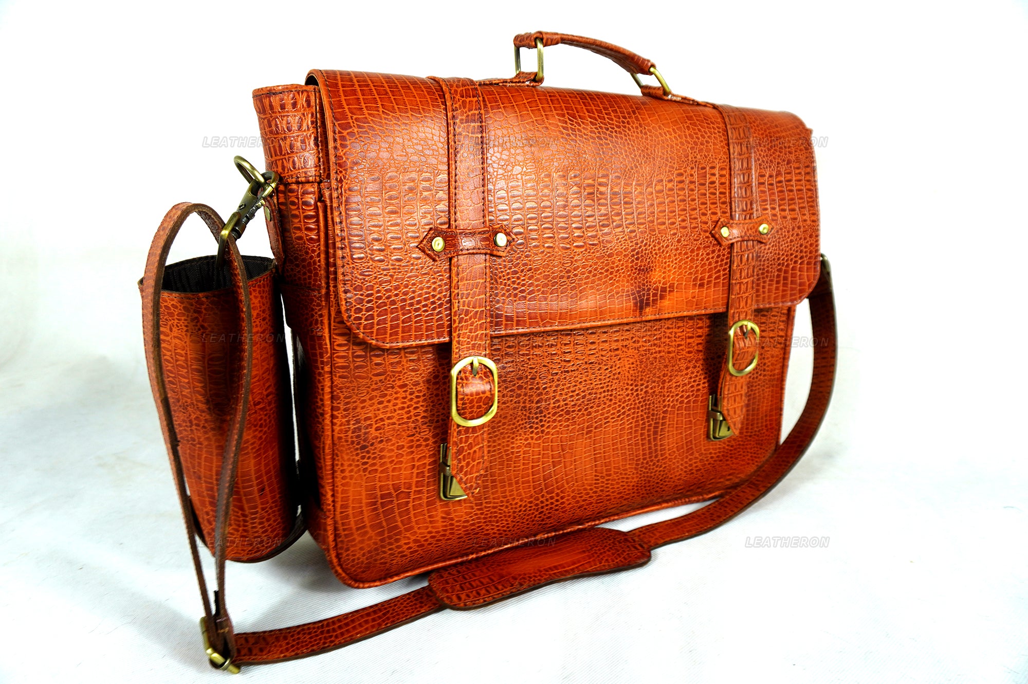 Crocodile Pattern Embossed Real Leather Luxury Office Bag for Business Professionals
