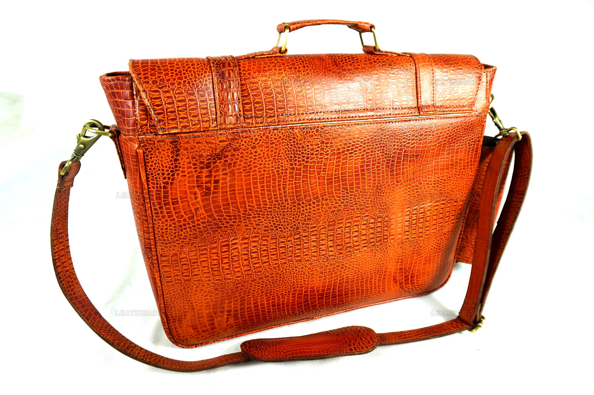 Crocodile Pattern Embossed Real Leather Luxury Office Bag for Business Professionals
