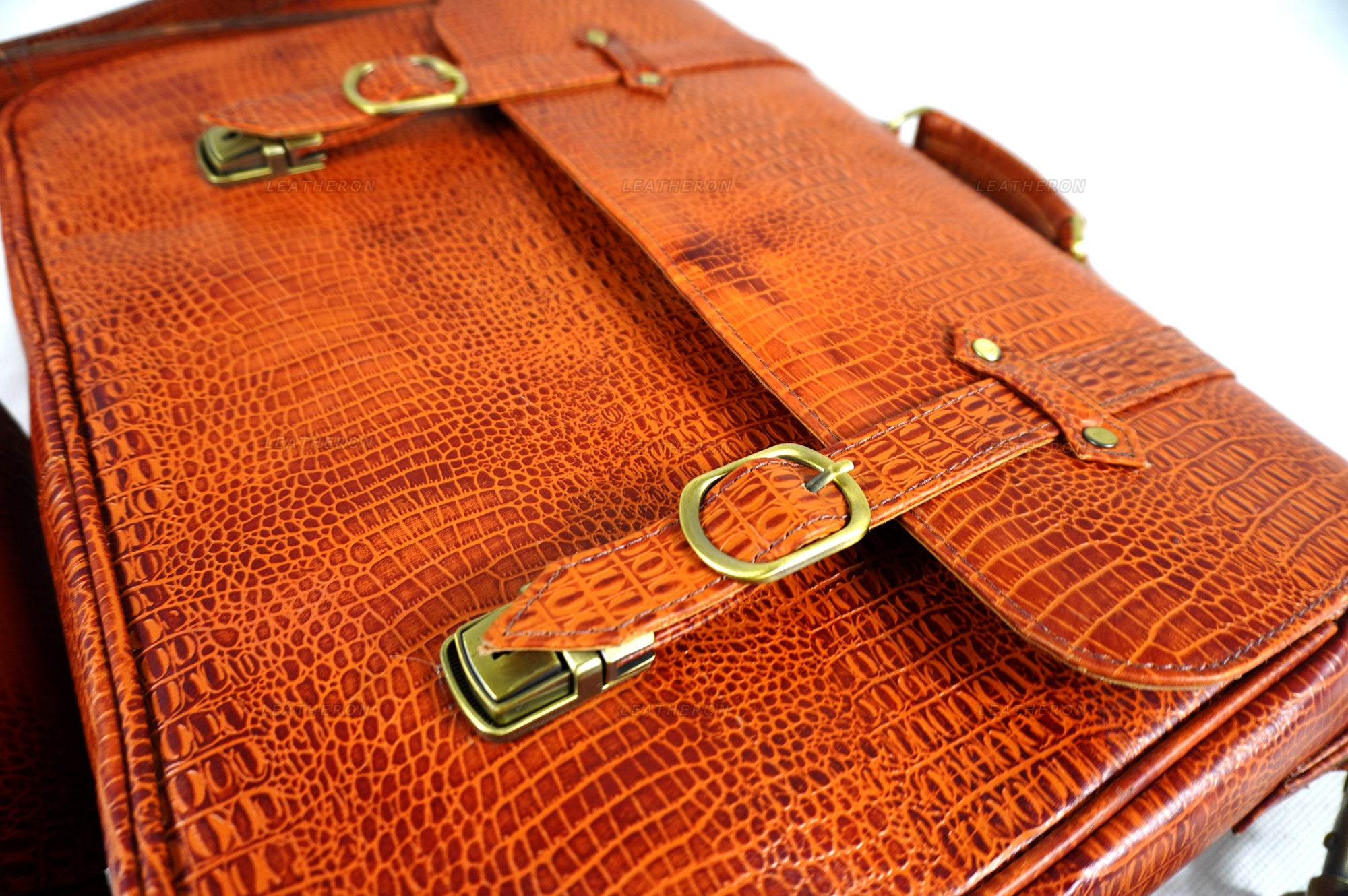 Crocodile Pattern Embossed Real Leather Luxury Office Bag for Business Professionals
