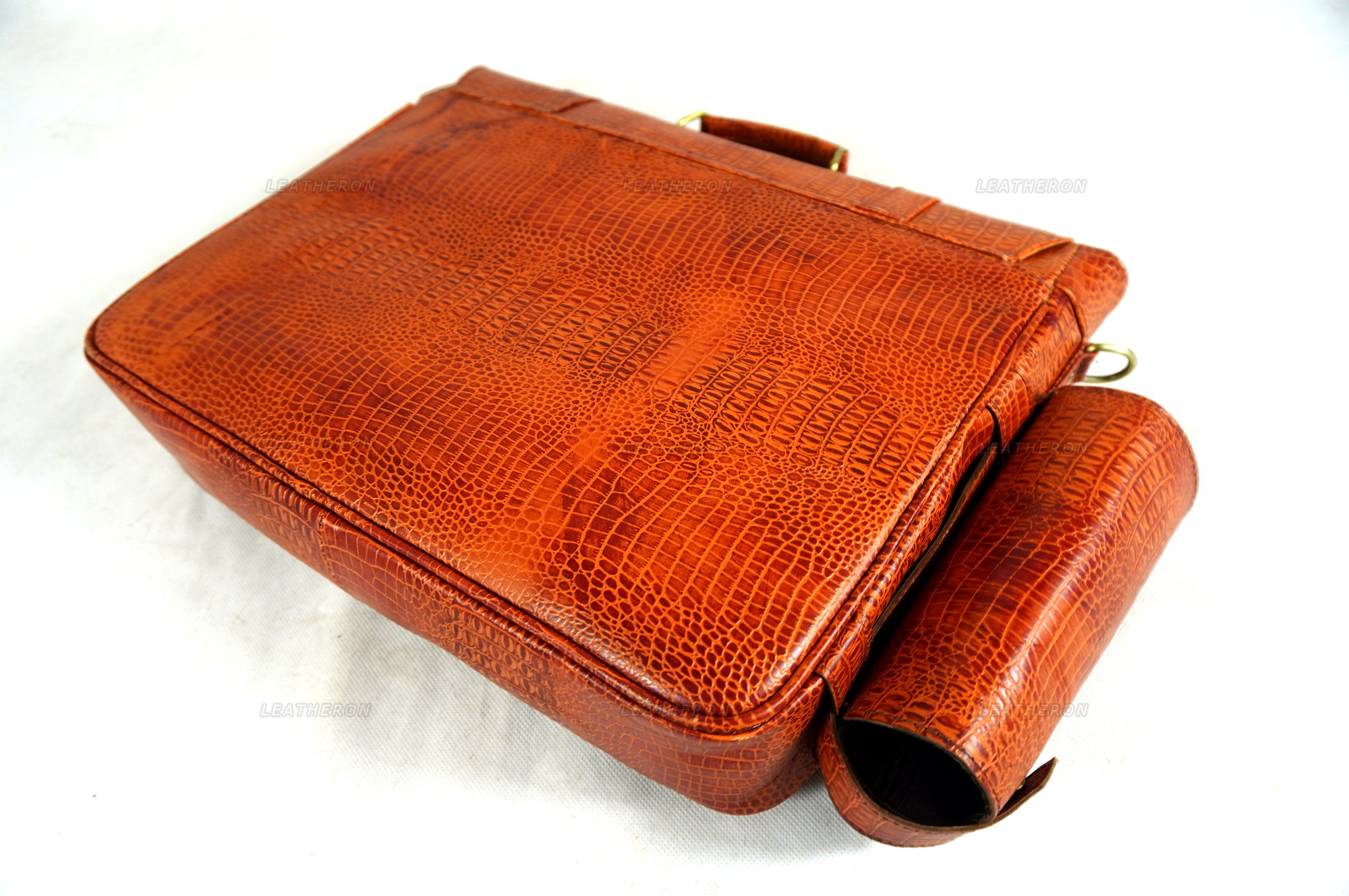 Crocodile Pattern Embossed Real Leather Luxury Office Bag for Business Professionals