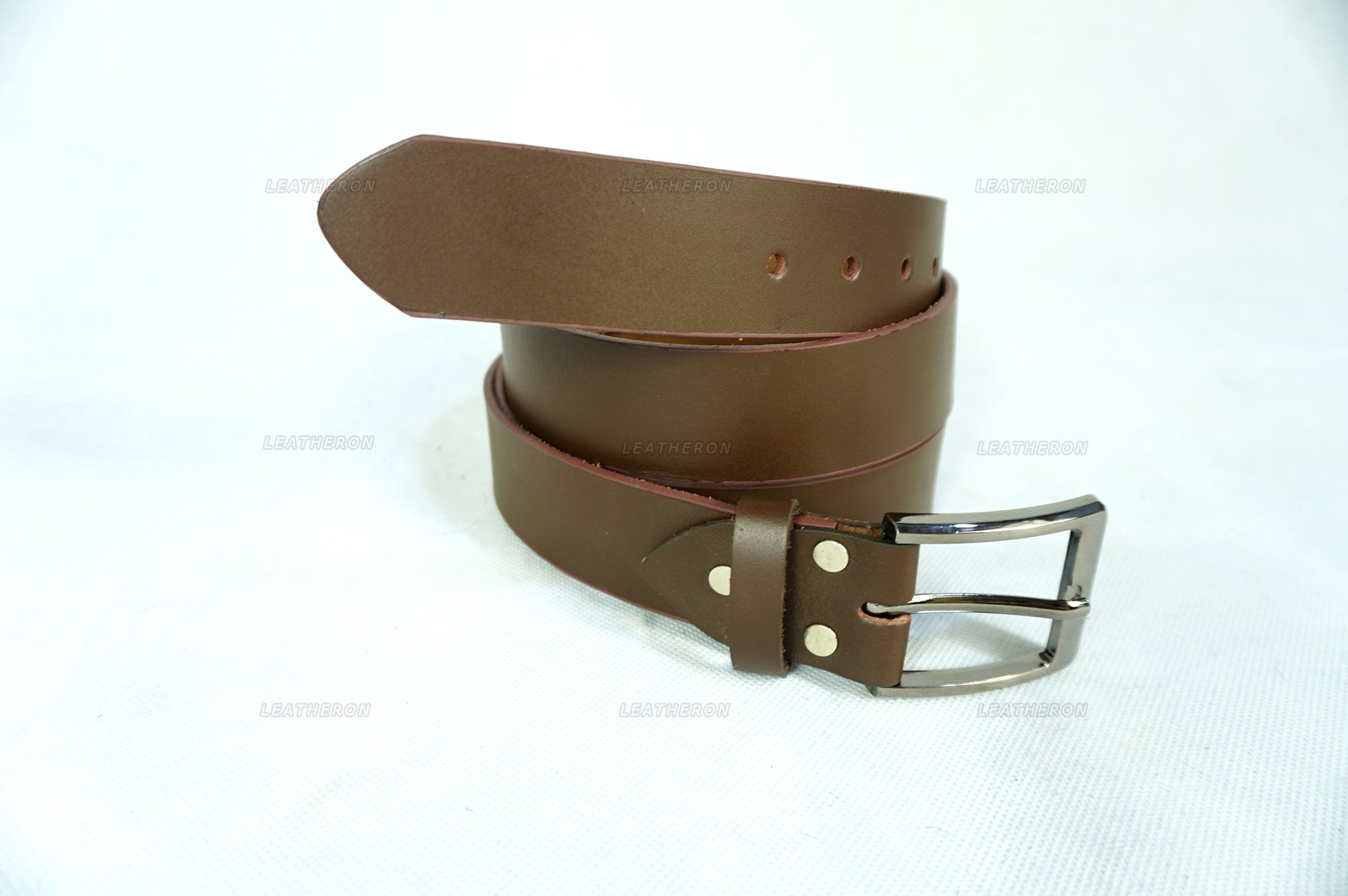 Handmade Real Leather Belt with Adjustable & Removeable Metal Buckle