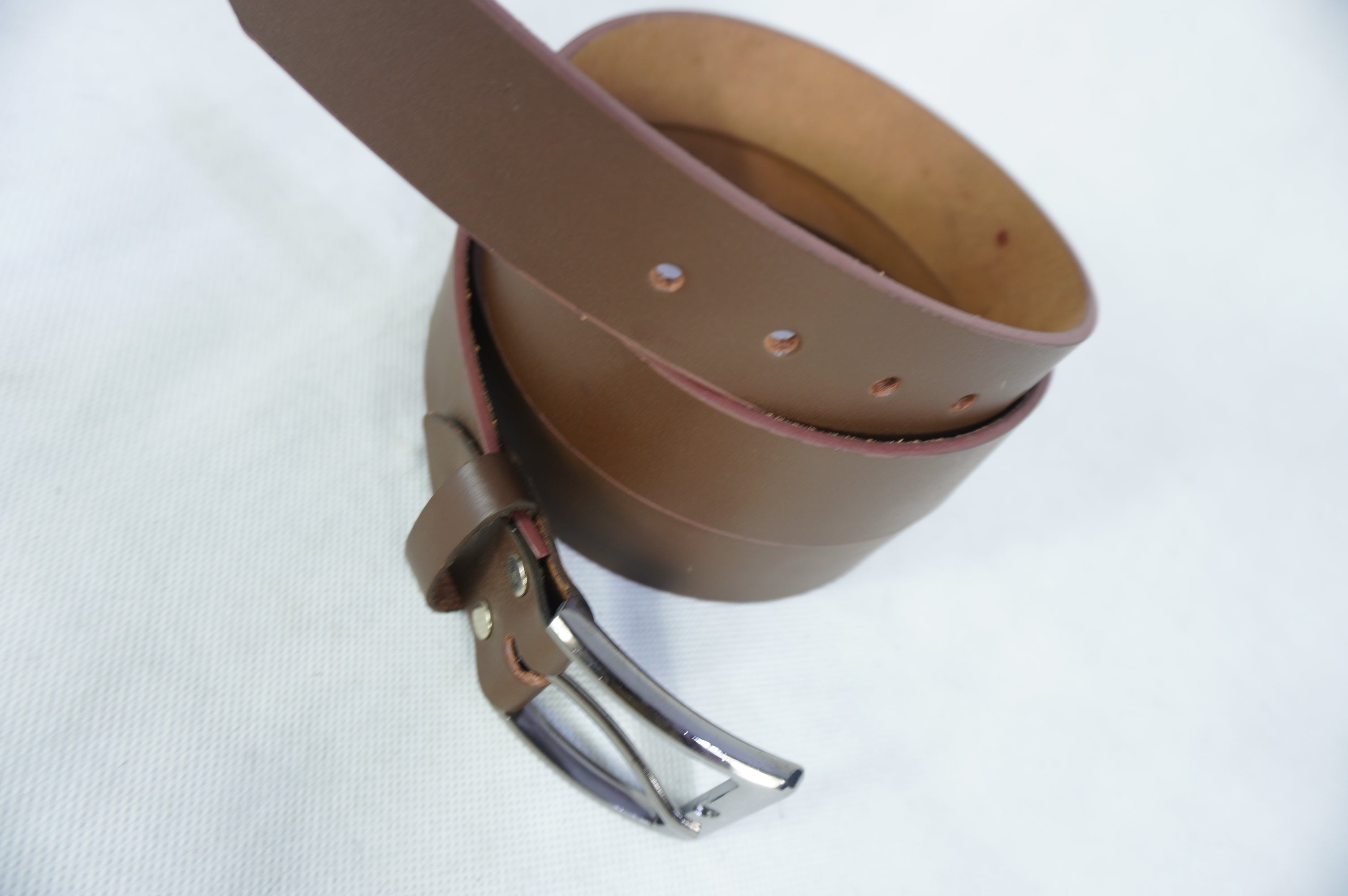 Handmade Real Leather Belt with Adjustable & Removeable Metal Buckle