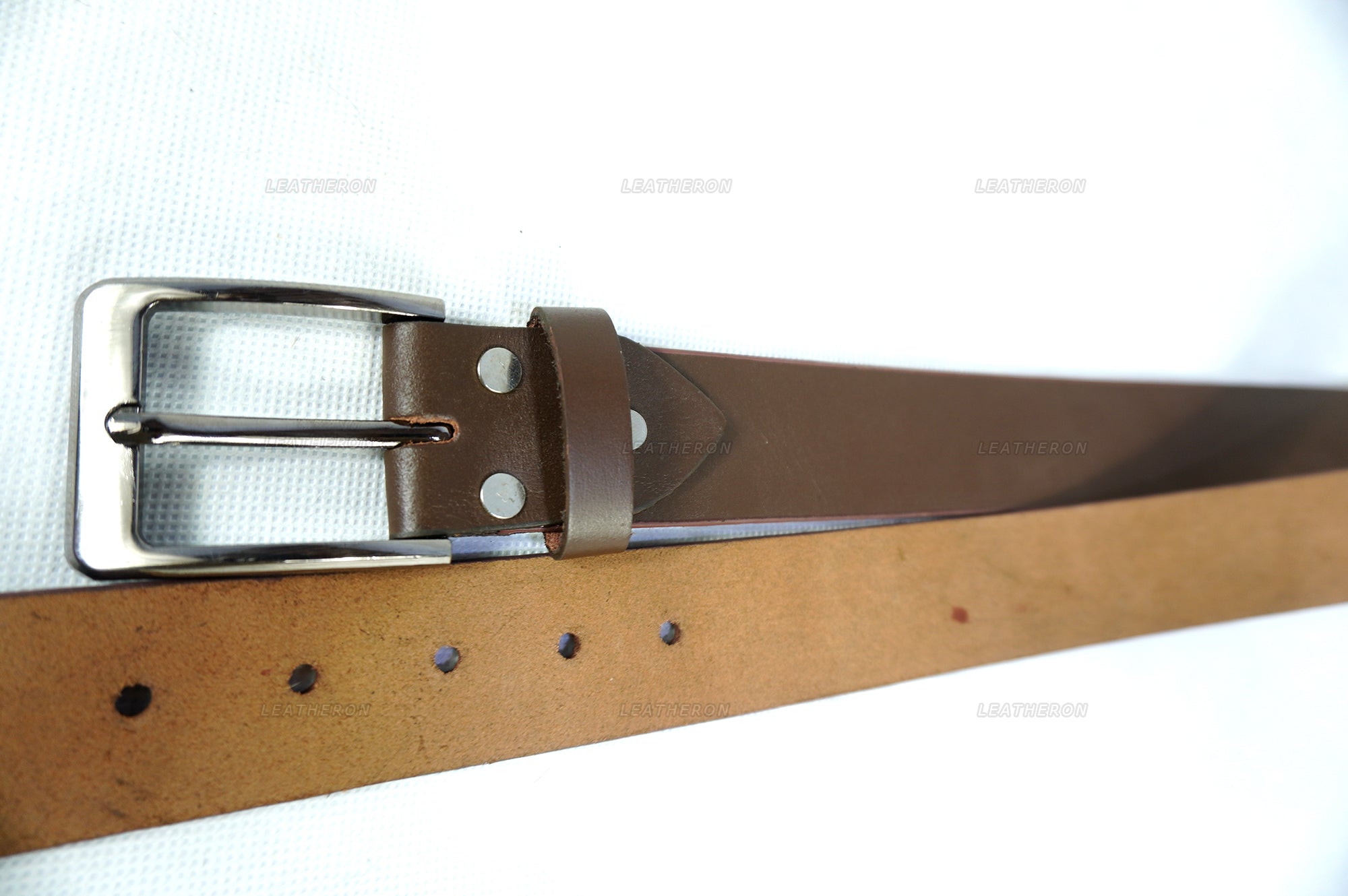 Handmade Real Leather Belt with Adjustable & Removeable Metal Buckle