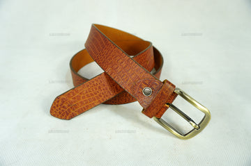 Crocodile Skin-Effect Real Leather Belt - Adventure Awaits