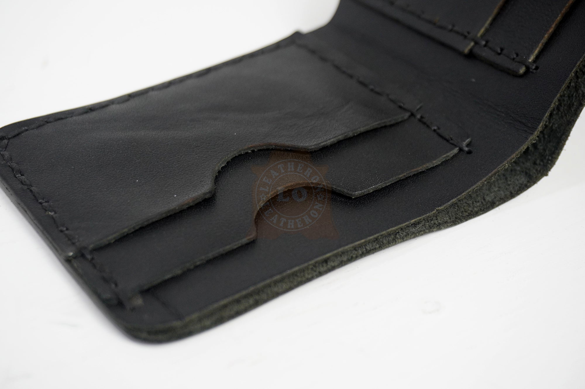 Handmade Genuine Leather Bifold Wallet with 4 Card Slots & Cash Pocket