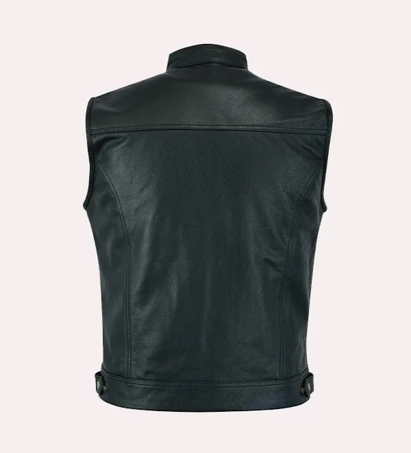 Pure Leather Biker Vest for Men - Classic Leather Moto Vest for Riders - Stylish Fit for Every Season