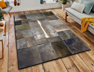 HANDMADE 100% Natural COWHIDE RUG | Patchwork Cowhide Area Rug | Real Cowhide Hallway Runner | Hair on Leather Cowhide Carpet | PR1177