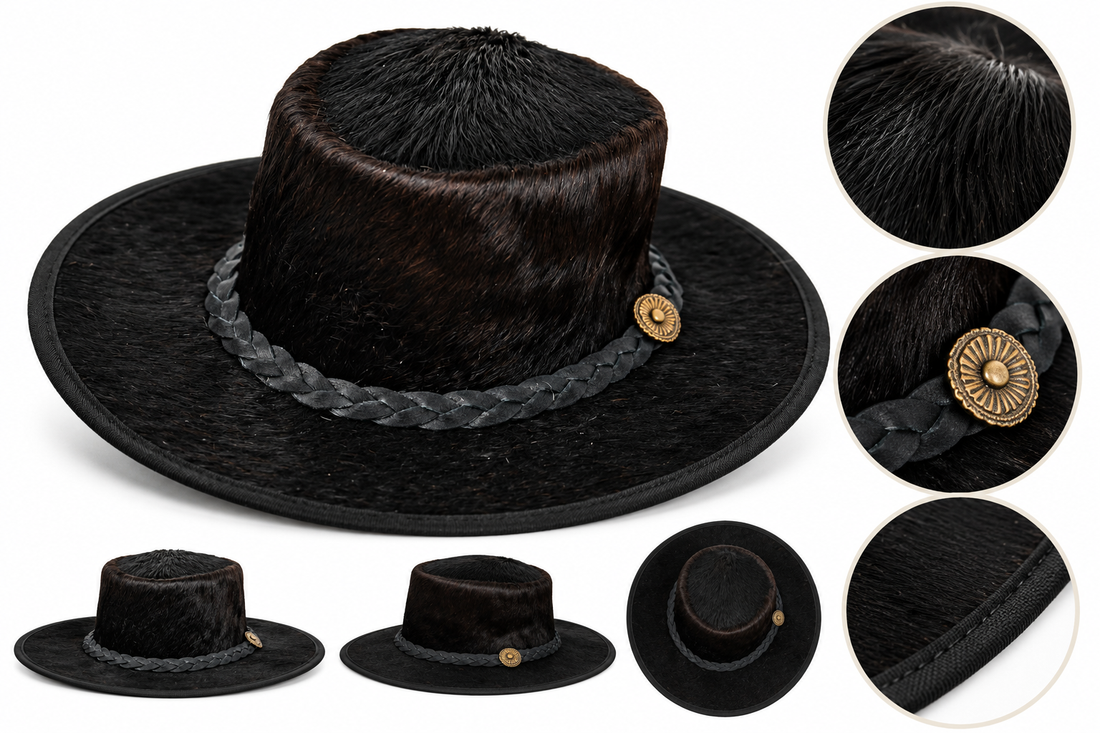 Cowboy Hat | Natural Cowhide Hat | Real Hair on Leather Hat | Western Cowboy Hat | Camel Cowboy Hat | Handmade Cow Skin Hat | Cowgirl hat | HAT5