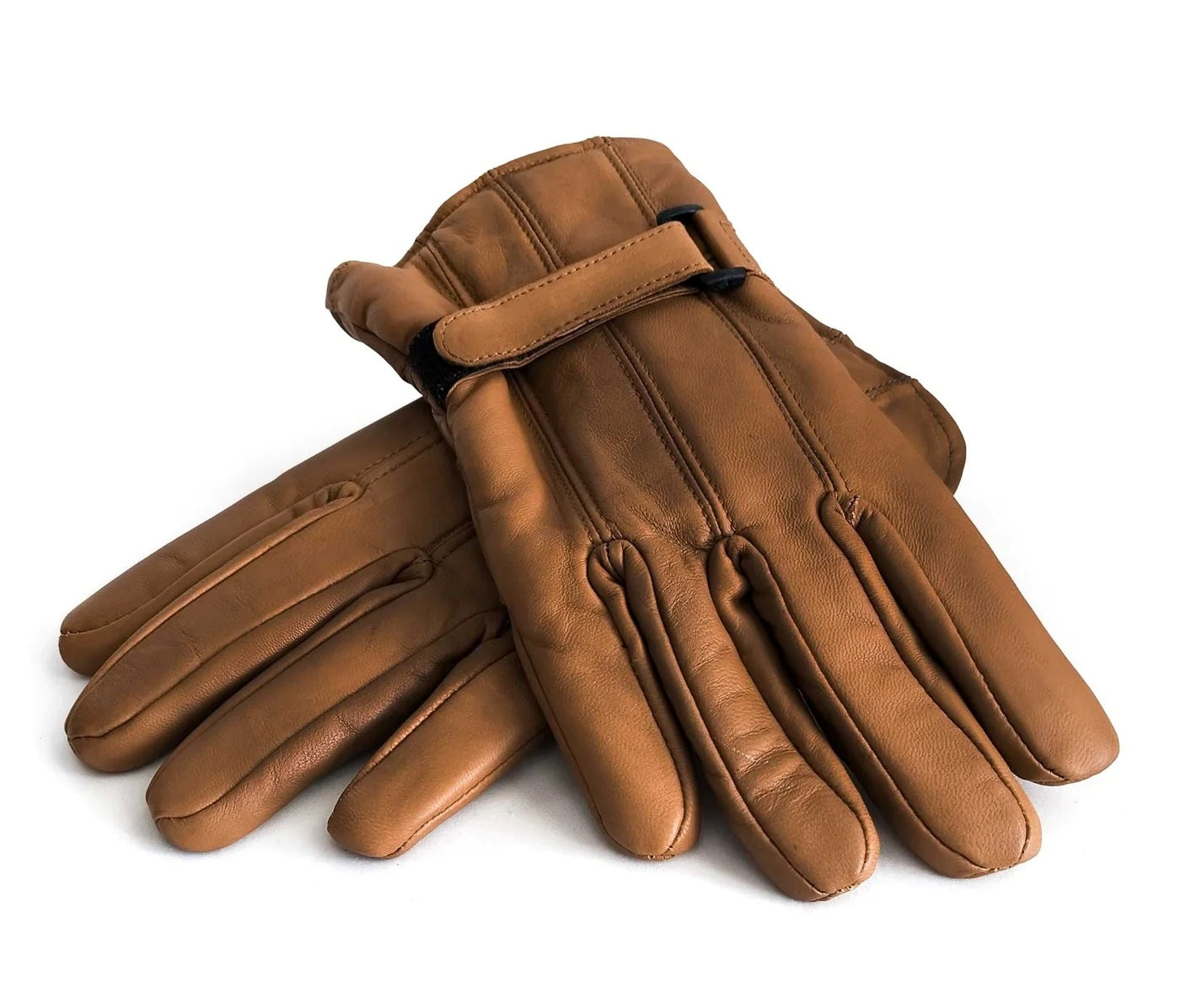 Men's Real Leather Winter Gloves - Sheep Leather Brown Biker Gloves - Moto Stylish Gloves