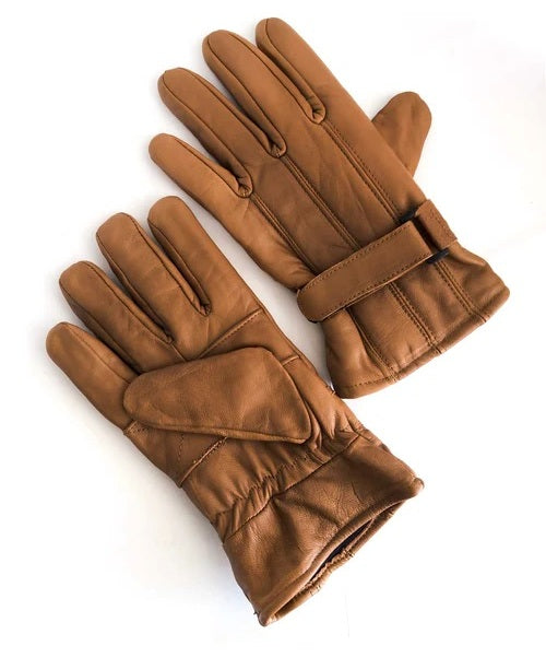 Men's Real Leather Winter Gloves - Sheep Leather Brown Biker Gloves - Moto Stylish Gloves