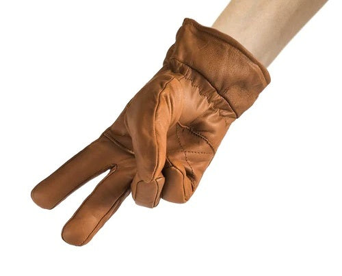 Men's Real Leather Winter Gloves - Sheep Leather Brown Biker Gloves - Moto Stylish Gloves