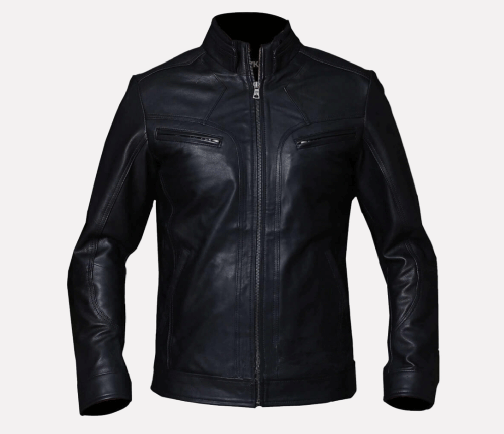 Men's Distressed Vintage Leather Jacket - Genuine Leather Cafe Racer Jacket - Motorcycle Jacket