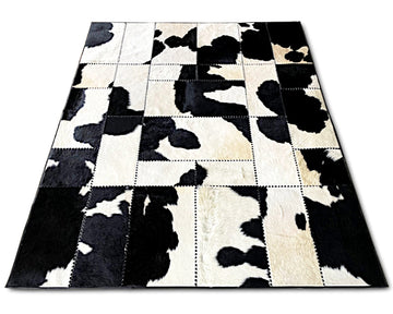 Holstein Black & White Cowhide Rug – Hand-Laced Patchwork Area Rug