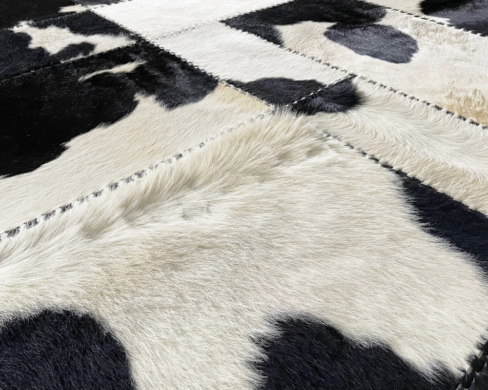 Holstein Black & White Cowhide Rug – Hand-Laced Patchwork Area Rug