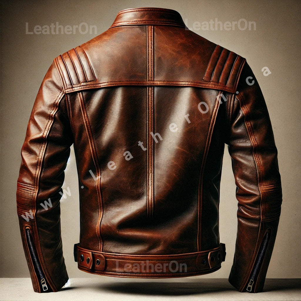 Men's Real Leather Jacket | Classic Brown Biker/Racer Jacket for Boys | Premium Quality Durable and Stylish