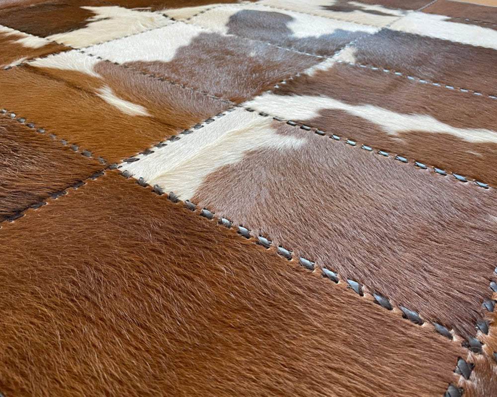 HANDMADE 100% Natural COWHIDE RUG | Cowhide Patchwork Area Rug | Leather Carpet | PR213