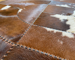 HANDMADE 100% Natural COWHIDE RUG | Cowhide Patchwork Area Rug | Leather Carpet | PR213
