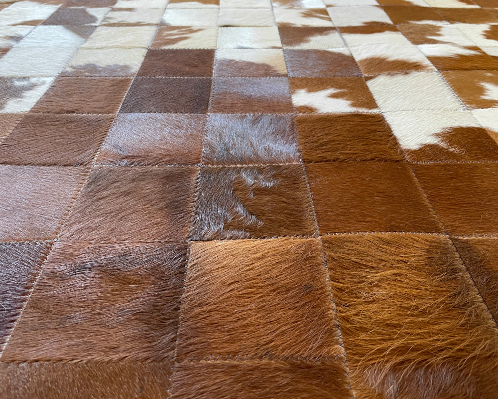 HANDMADE 100% Natural COWHIDE RUG | Patchwork Cowhide Area Rug | Hair on Leather Cowhide Carpet | PR302