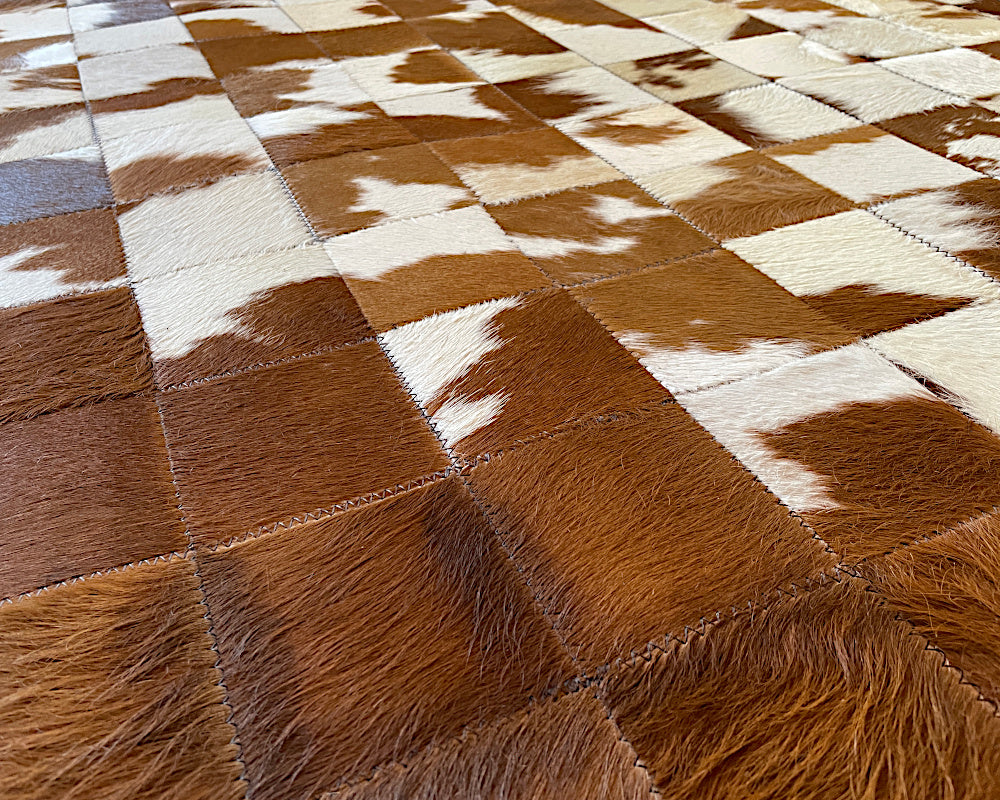 HANDMADE 100% Natural COWHIDE RUG | Patchwork Cowhide Area Rug | Hair on Leather Cowhide Carpet | PR302