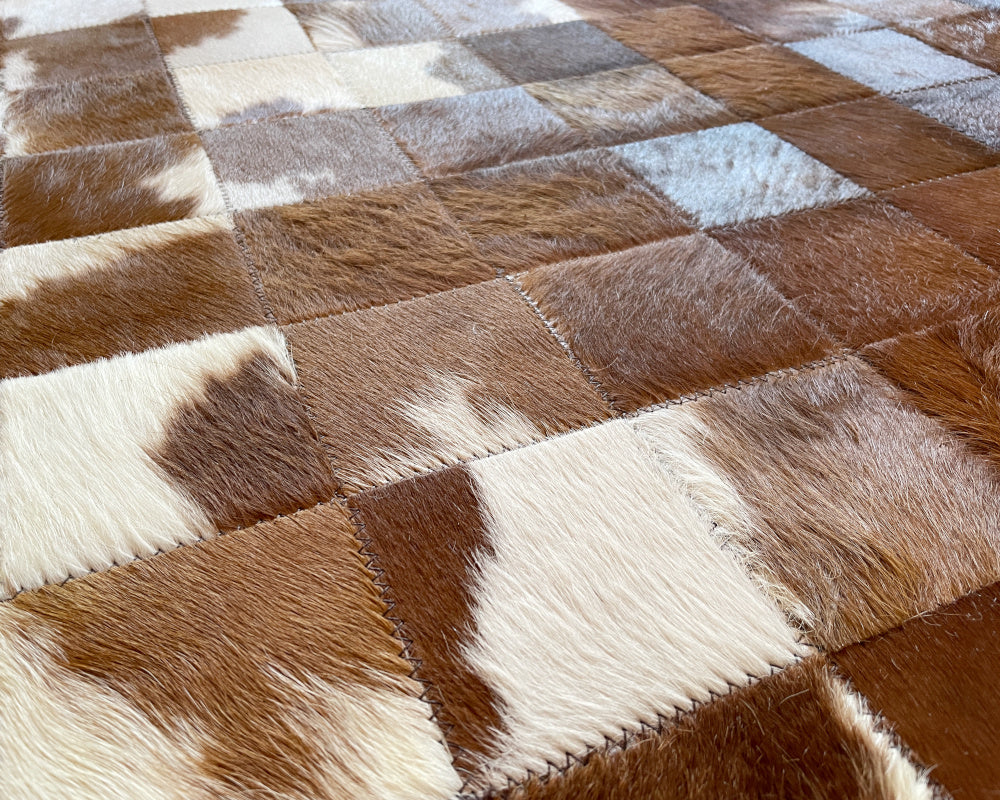 HANDMADE 100% Natural COWHIDE RUG | Patchwork Cowhide Area Rug | Hair on Leather Cowhide Carpet | PR302