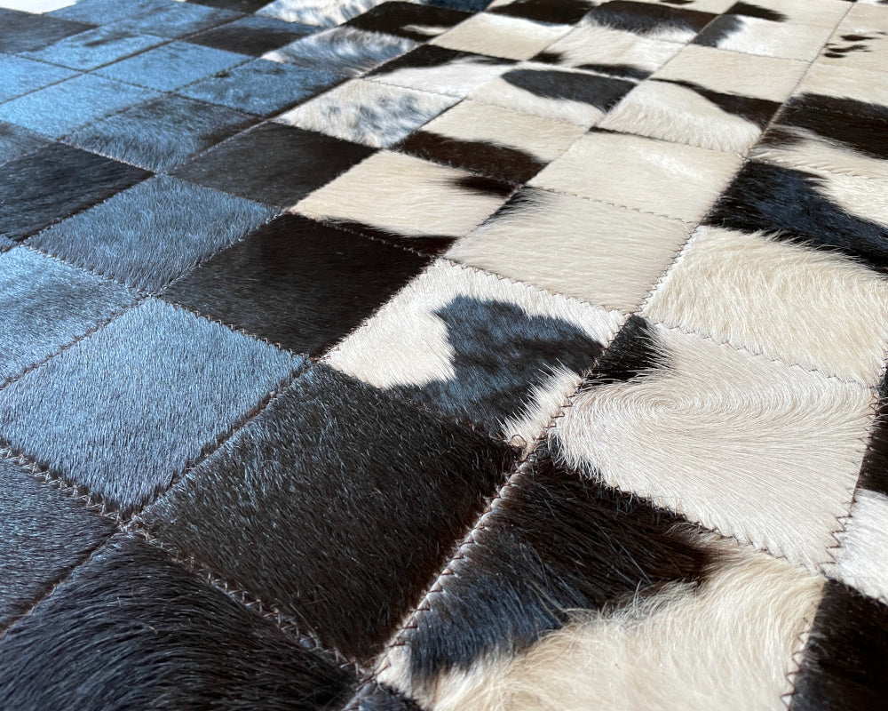 HANDMADE 100% Natural COWHIDE RUG | Patchwork Cowhide Area Rug | Hair on Leather Cowhide Carpet | PR302