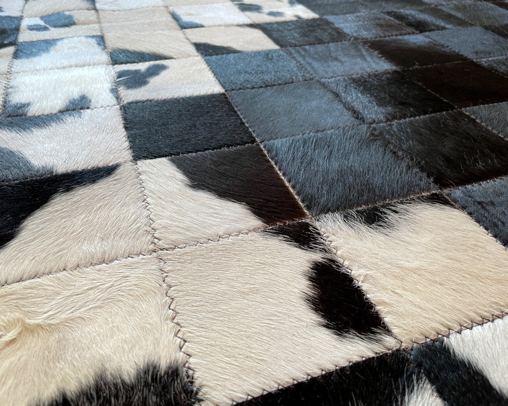 HANDMADE 100% Natural COWHIDE RUG | Patchwork Cowhide Area Rug | Hair on Leather Cowhide Carpet | PR302