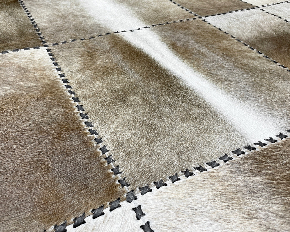 Western Cowhide Rug | Hand-Laced Leather Patchwork Area Rug