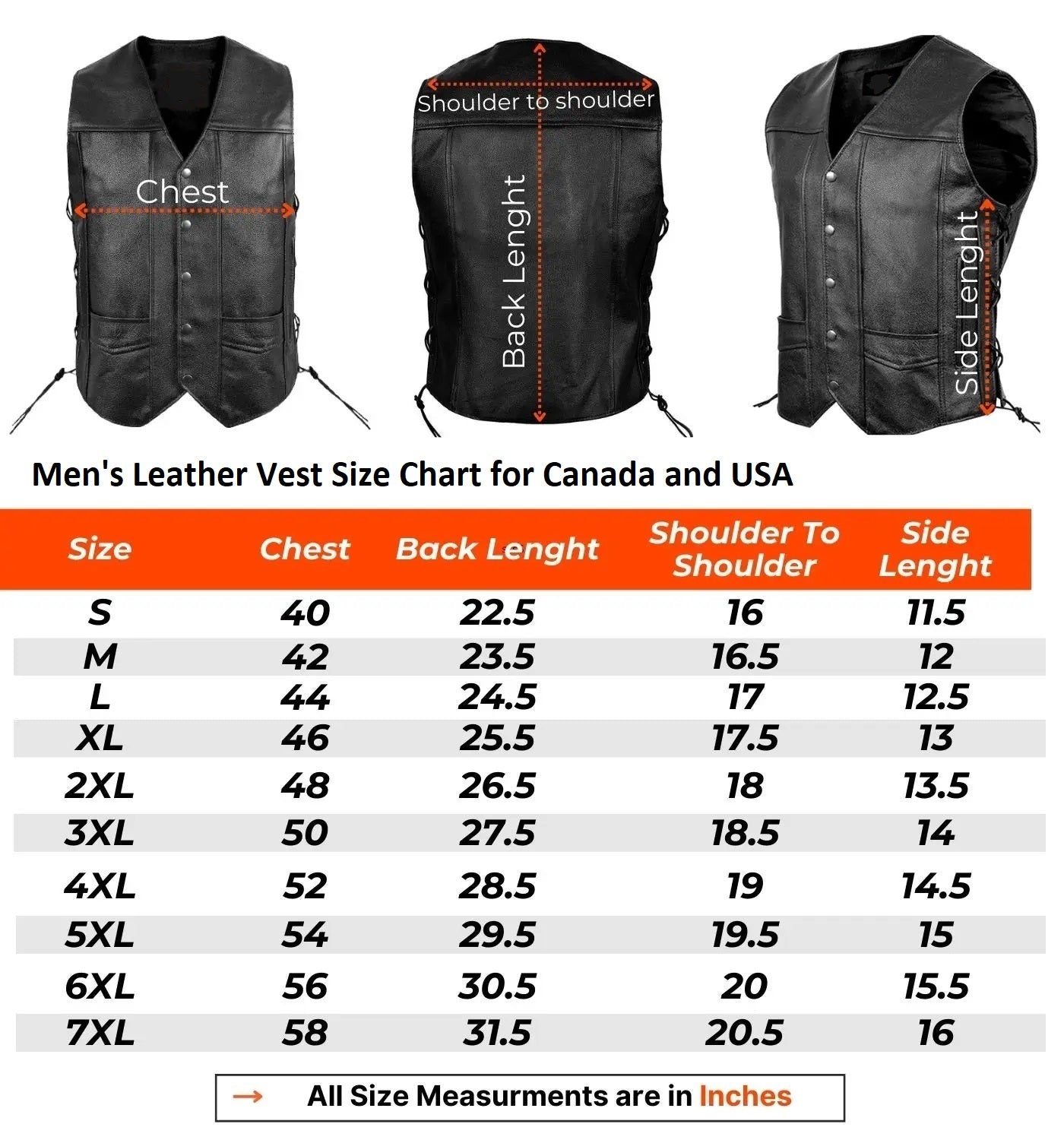 Genuine Leather Motorcycle Vest - Classic Leather Biker Vest for comfortable rides