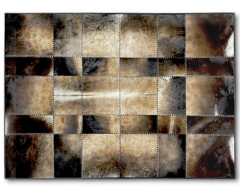 Ombre Brown Cowhide Rug – Hand-Laced Natural Gradient Patchwork Area Rug