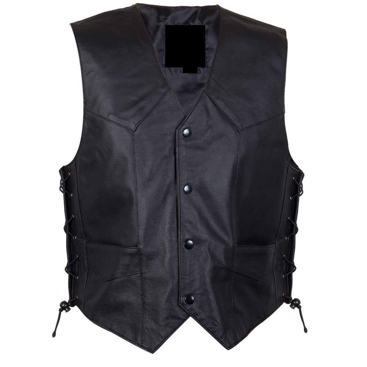 Classic Side Lace Leather Vest - Moto V-Shape Neck Waistcoat - Stylish Casual Fit