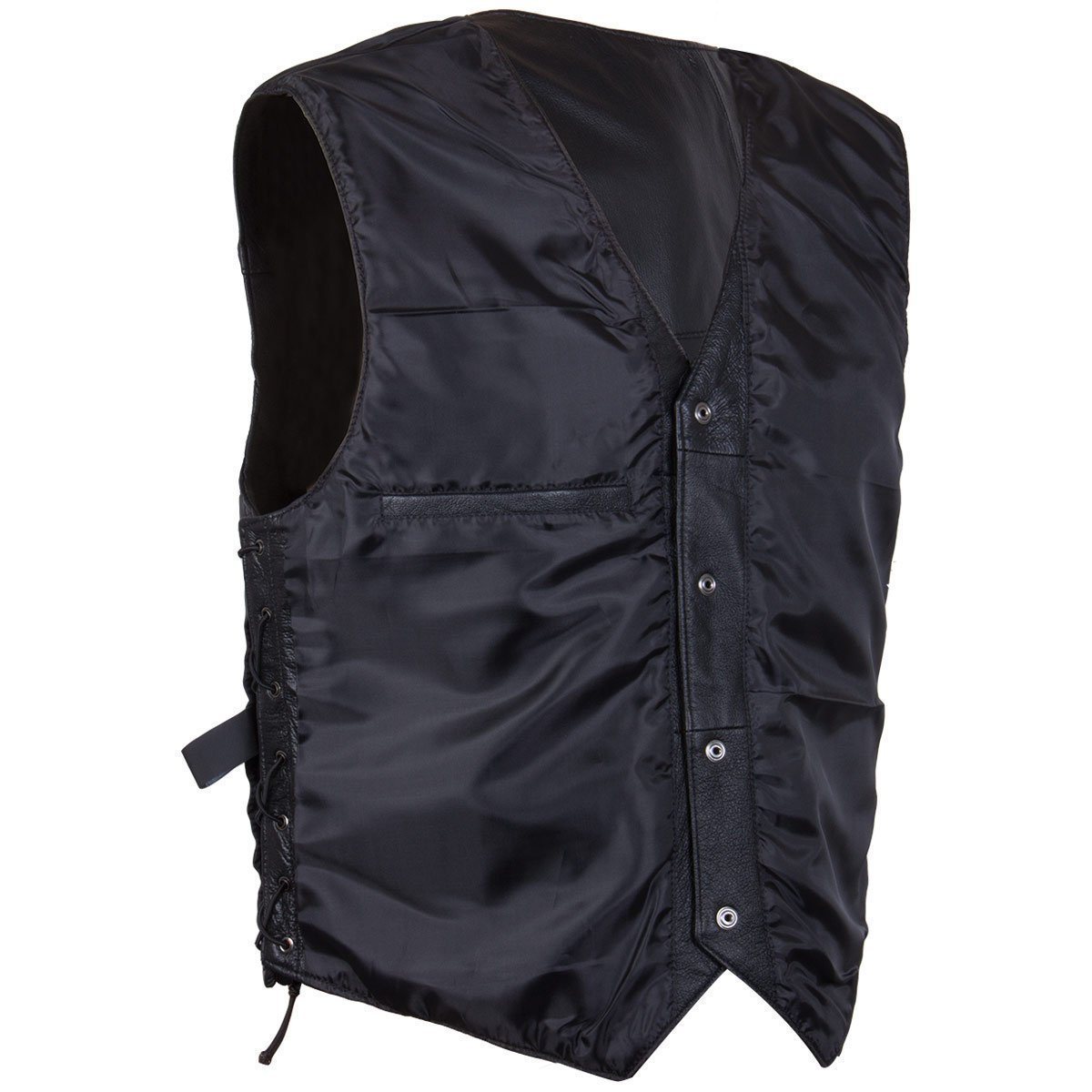 Classic Side Lace Leather Vest - Moto V-Shape Neck Waistcoat - Stylish Casual Fit