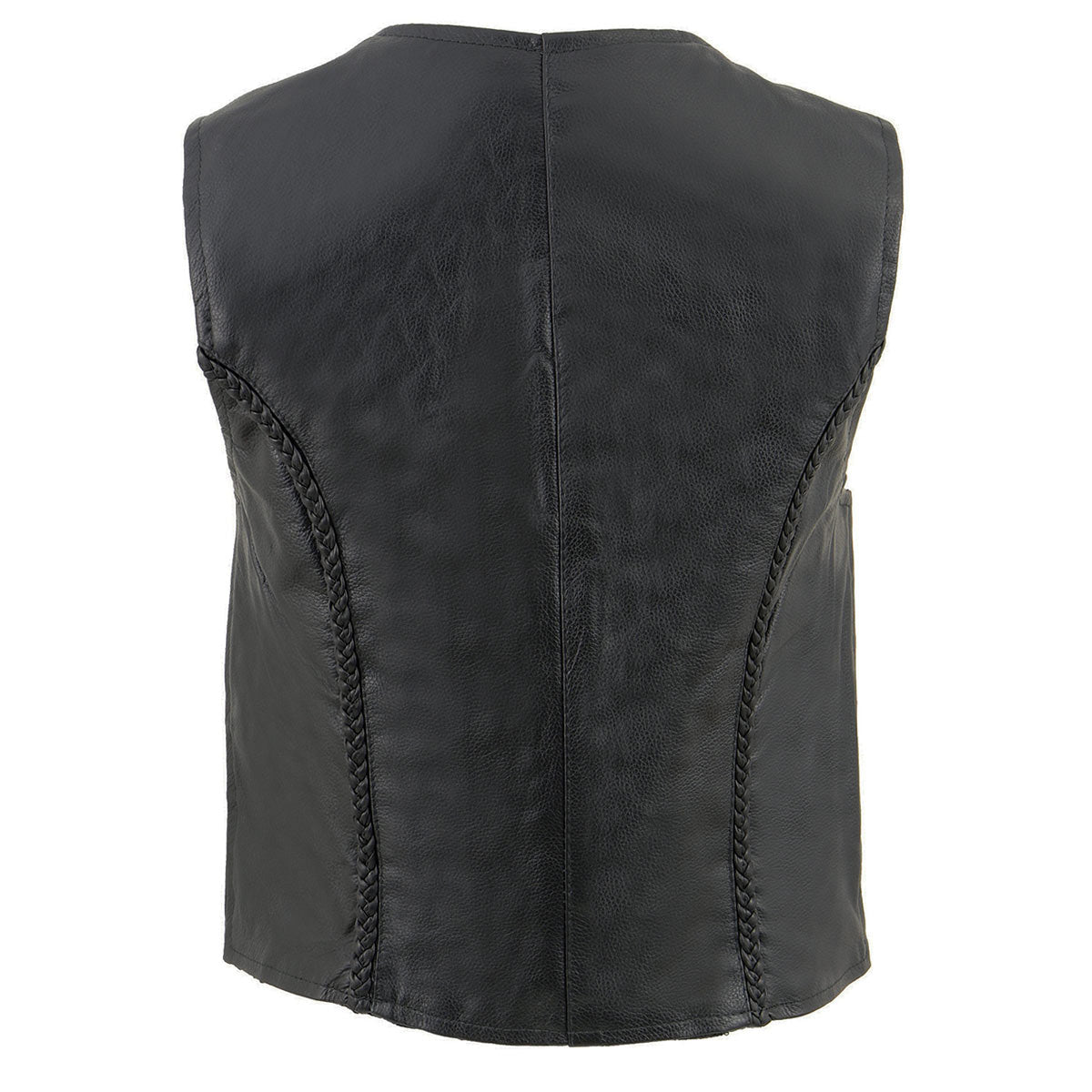 Women's Classic Motorcycle Leather Vest - Real Lambskin Leather Vest for Females, Ladies Biker Vest