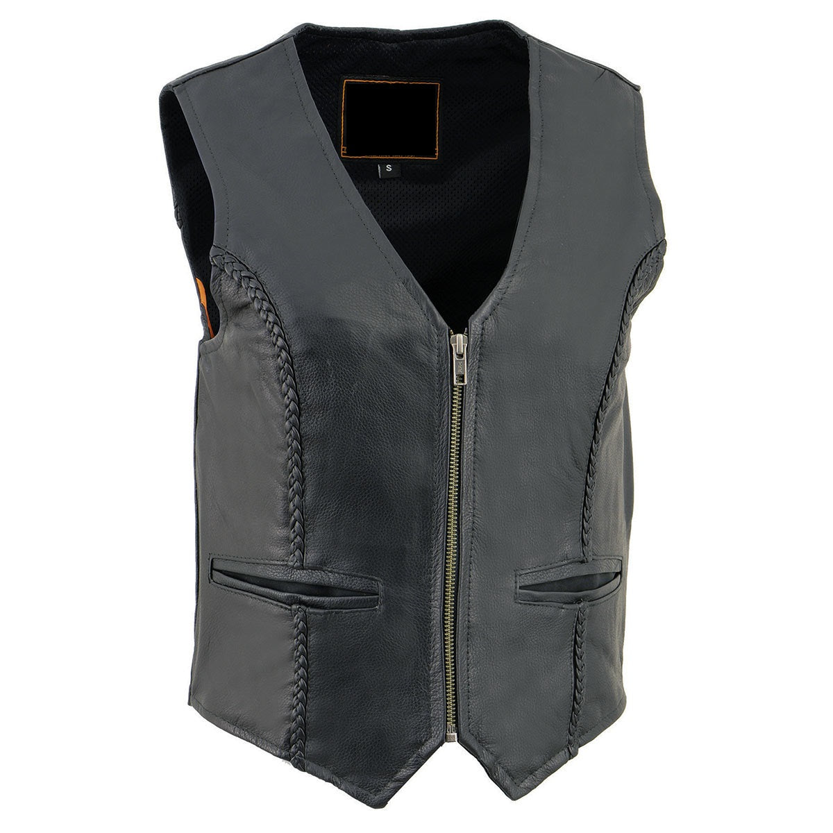 Women's Classic Motorcycle Leather Vest - Real Lambskin Leather Vest for Females, Ladies Biker Vest